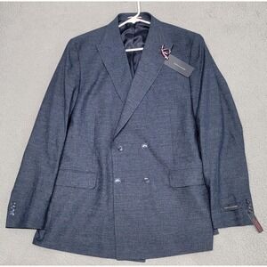 Tommy Hilfiger Blazer Mens 46L Blue Wilford Double Breasted Linen Suit Separates